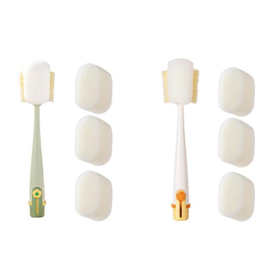 5 In 1 Bottle Cleaning Brush Set Multifunctional Sponge Bristles Reach Tight Spaces Compact Storage Cup Lid Cleaner Kitchen Tool