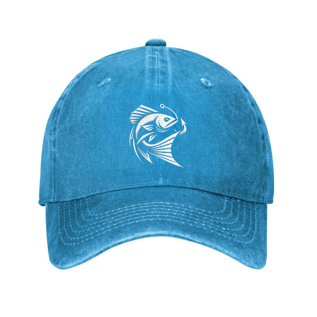Angler Fish Fishing Graphic Cotton Baseball Cap Adjustable Curved Brim Casual Outdoor Dad Hat for Men Women