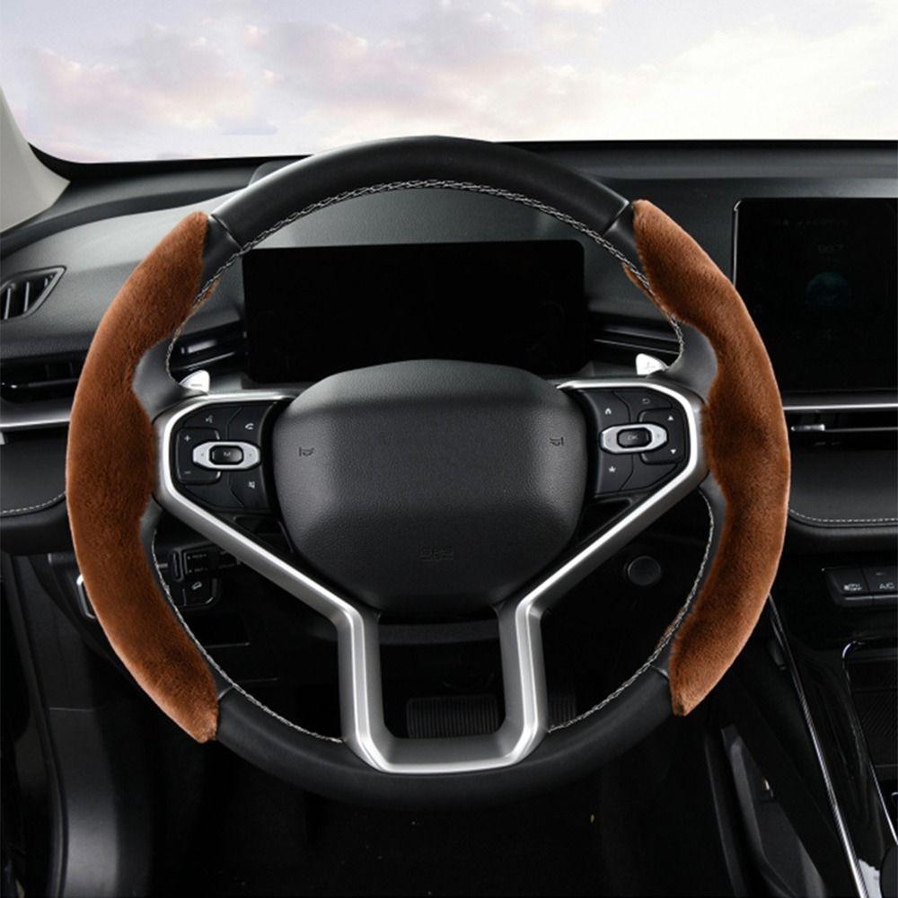 2Pcs Universal Auto Steering Cover Plush Steering Wheel Sleeve Car Steering Wheel Cover  General