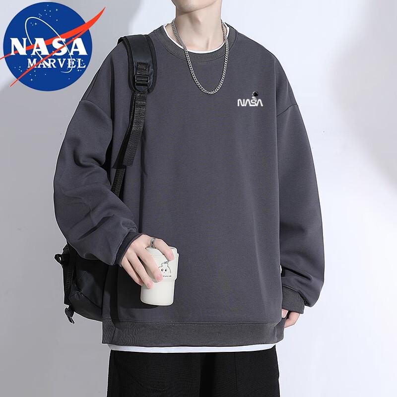 

NASA MARVEL Men s Faux Two-Piece Round Neck Sweatshirt L