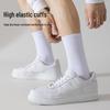 Men's White Summer Basketball Socks - Sweat-Absorbent, Deodorant, Mid-Tube, Ideal for Running & Sports