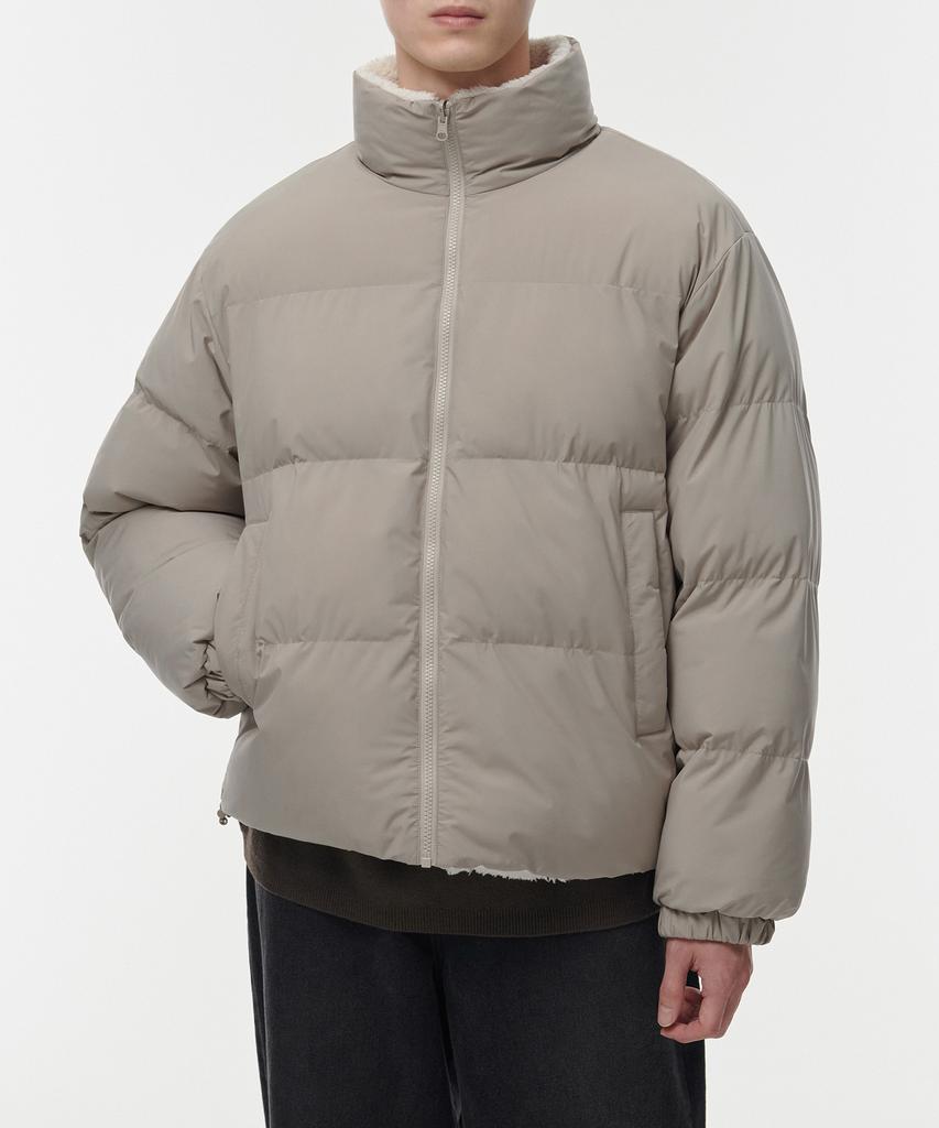 Musinsa Standard Daily Puffer Reversible Fleece Short Padded Jacket [Dusty Beige/Cream]