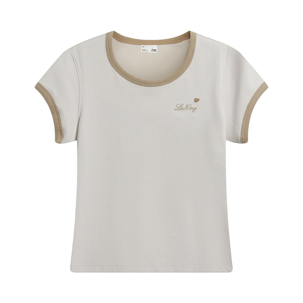 Li Ning Sports Lifestyle Series Round Neck Logo Letter Short Sleeve T-Shirt Women tops ATSW268-7