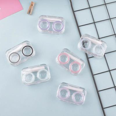 Reise-Mini-Duplex-Etui für Kontaktlinsen in sichtbarer Farbe, Organizer, keine Notwendigkeit, die Kappe aufzuschrauben. Einfaches, klares Aufbewahrungsetui für Kontaktlinsen