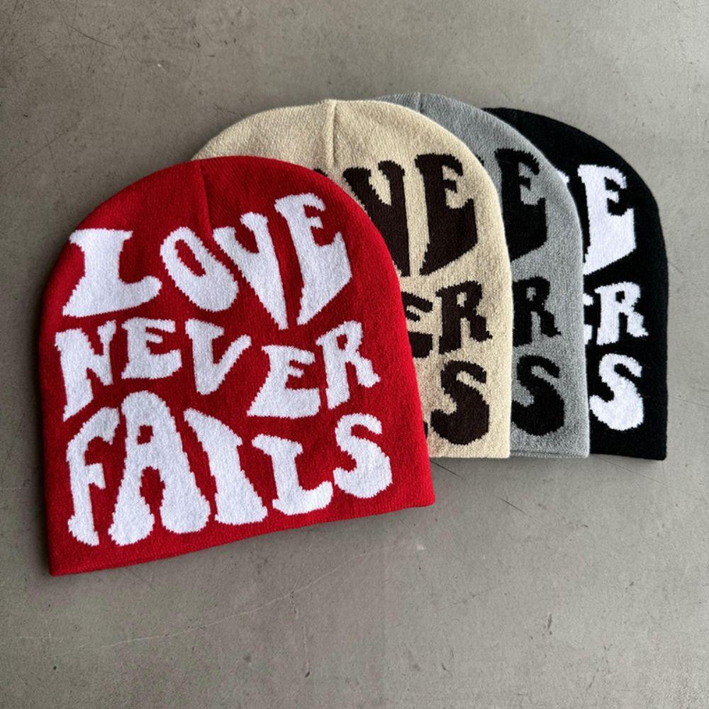 Letter Knitted Hat Elastic Hip Hop Cap Gothic Beanies Cap  Outdoor