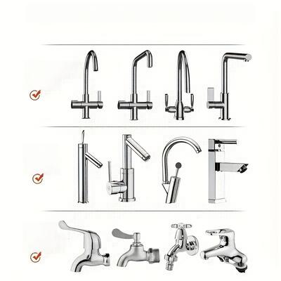 1pc Stainless Steel Kitchen Faucet with Anti-Splash, Rotating Spray Head - Fit for Basins & Vegetable Wash, Includes Installation Hardware