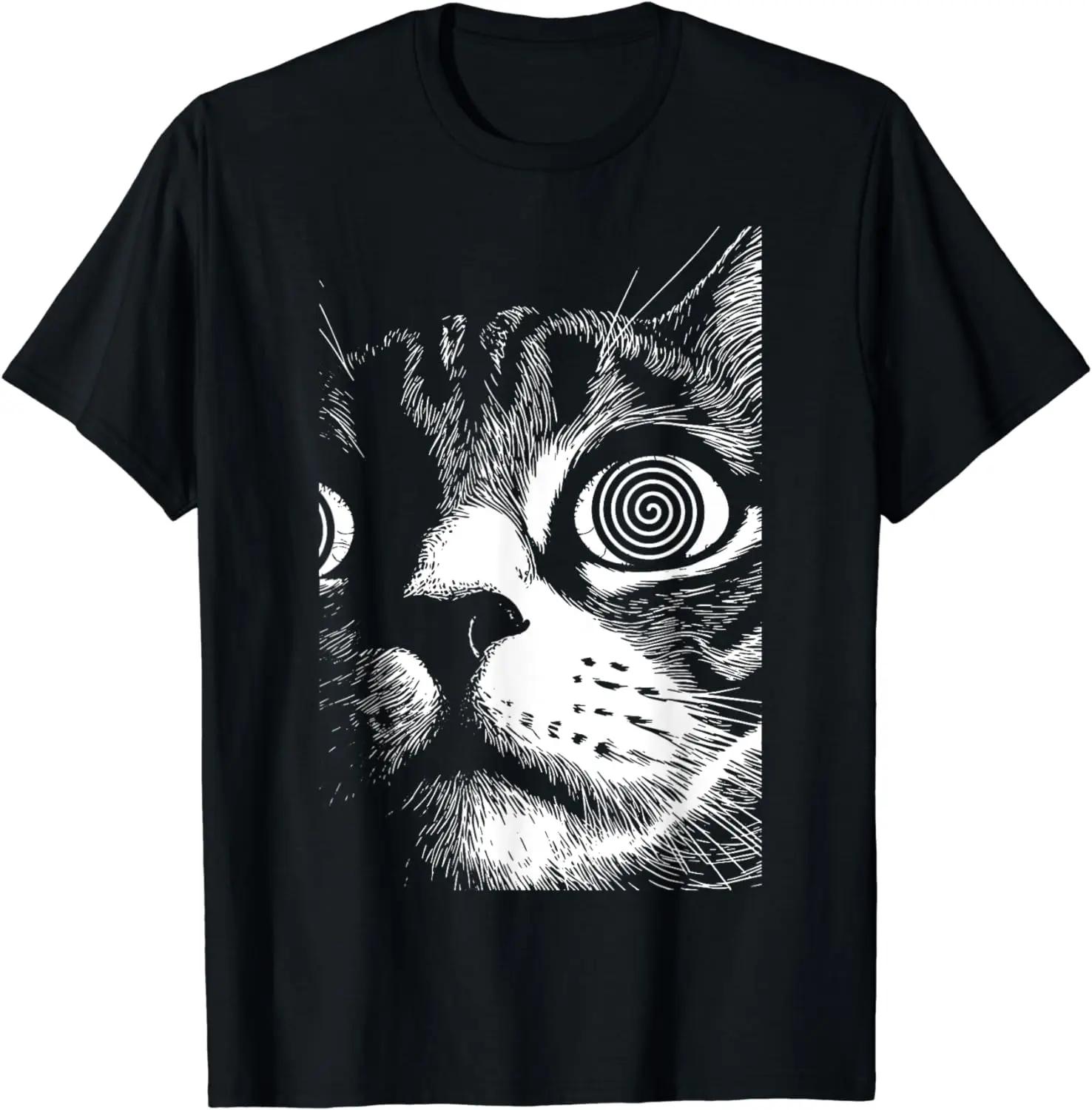 

летние топы мужская одежда Trippy Cat Пастельный Гот Готика Гранж Альт Панк Weirdcore Футболка S
