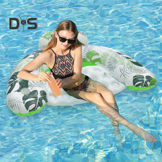 Inflatable Pool Float for Adults PVC Pool Floating Lounge Chair with Cup Holder Summer Beach Pool Lounger for Party Water Fun
