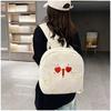 Embroidered Cute Expression Girls Canvas Breathable Backpack For Daily Outings