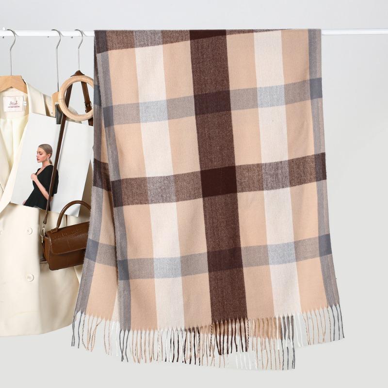 

Scarf women s autumn and winter warm and cold scarf scarf scarf imitation cashmere versatile men s and women s plaid scarf 64X180CM