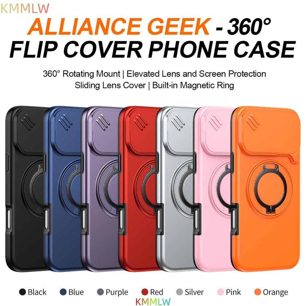 Magnetic Ring Stand Case For iPhone 17 Pro Max Slide Camera Lens Protection TPU Frame Plastic Back Cover