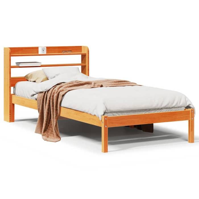 VidaXL Bed Frames and Headboard Wax Brown 100x200 Cm Pine Wood, Bed, Solid Wood Bed Frame, Bedroom Furniture At 3306557