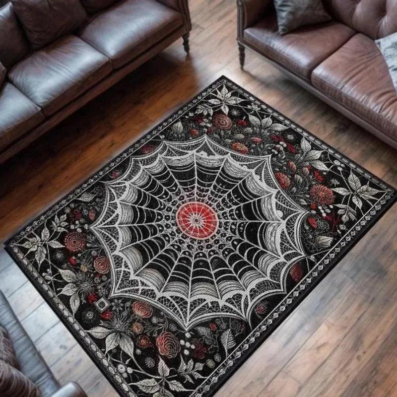 Tappeto da Area Ragnatela Gotica Tappeto Gotico Nero per Arredamento Dark Academia Tappeti da Area Goth Tappeto per Soggiorno Tappeto Lavabile per Soggiorno