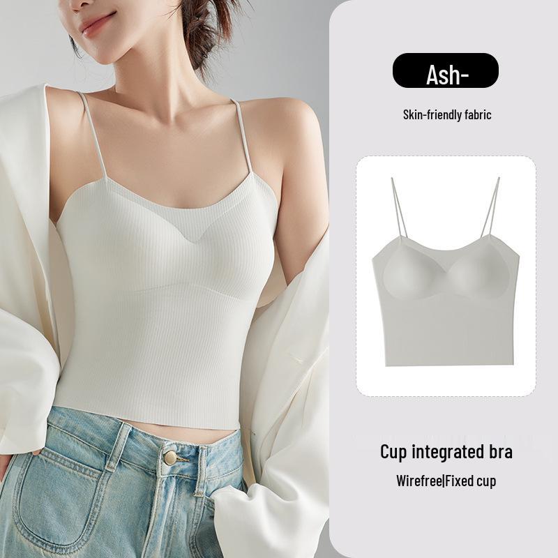 Geripptes Damen-Camisole mit Brustpolstern - Sommer-Weste BH & Oberbekleidungstop