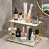 Estantería de Almacenamiento para Baño Yousheng Marco de Hierro Bandeja con Patrón de Mármol Organizador de Gran Capacidad para Artículos de Tocador Cosméticos Joyería