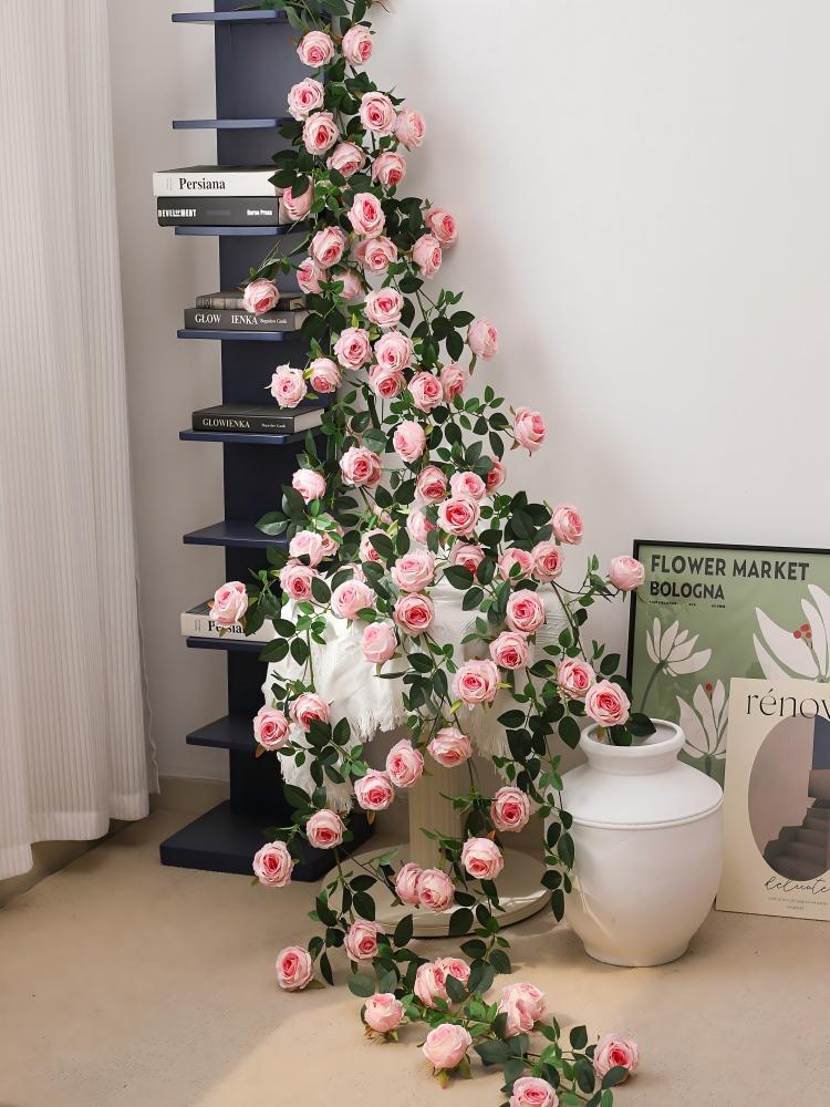 Künstliche Rosenranken Girlanden, Gefälschte Seiden Hängende Blumen Efeublätter Grünzeug Kranz für Zuhause Garten Hochzeit Wand Dekoration