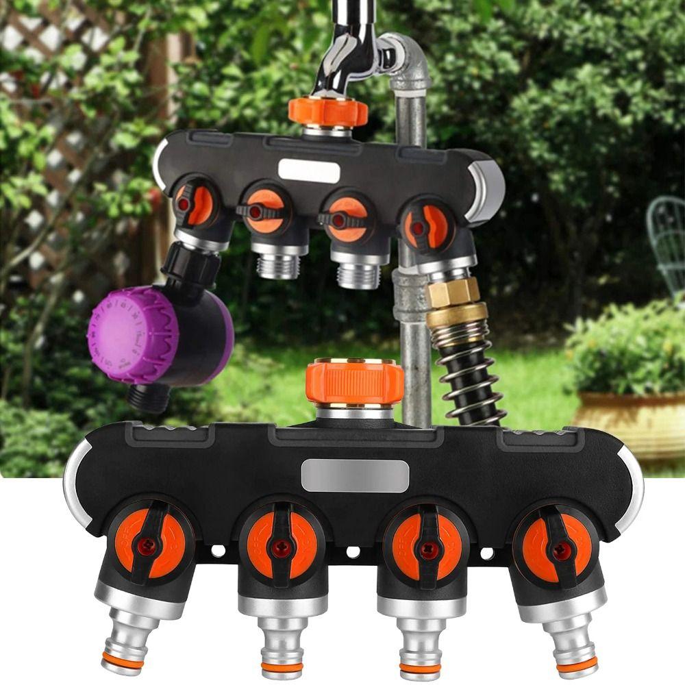 Splitter Design Garden Hose Splitter 4 Independent Switches Water Distributor Garden Watering