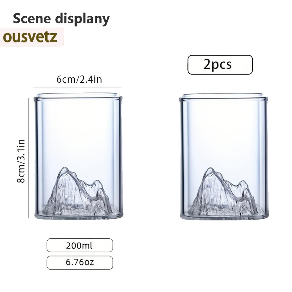 6.76oz High Borosilicate Glass Whiskey Glasses 3D Mountain Design   Cocktails Scotch Bourbon Vodka Tequila More for Home Decor