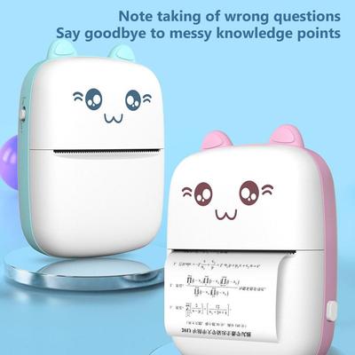 1 Pcs Portable Thermal Printer Mini Bluetooth Wireless Photo Pocket Thermal Label Printer Multifunctional HD Mini Printer YSXX