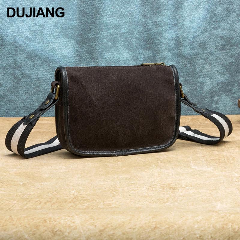 DUJIANG Men's Genuine Leather Crossbody Messenger Shoulder Bag