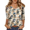 Women's Tops Three-quarter Sleeve Shirt V-neck Loose Casual Shirt Print T-shirt