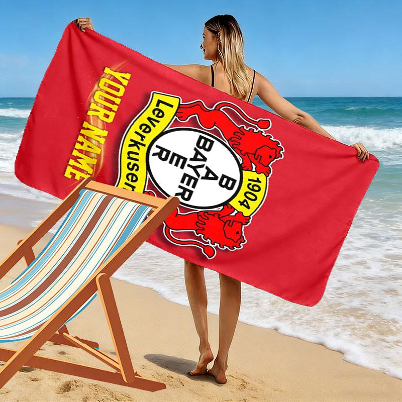 Custom Bayer Leverkusen Print Beach Towel, Large Soft Quick Dry Towel for Beach Camping Swimming