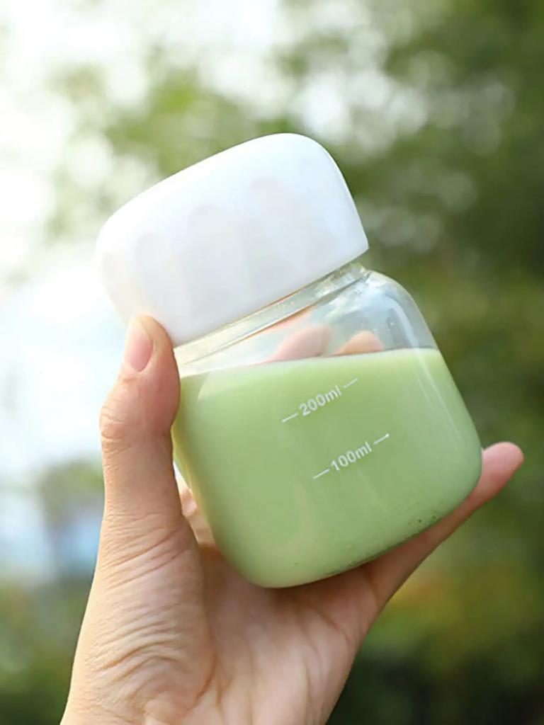 1 Stück Kleine Wasserflasche Transparent Tragbar Kaffee Tee Saft Milchflasche Tragbar Klein Reise Kunststoff-Wasserflasche 250ml