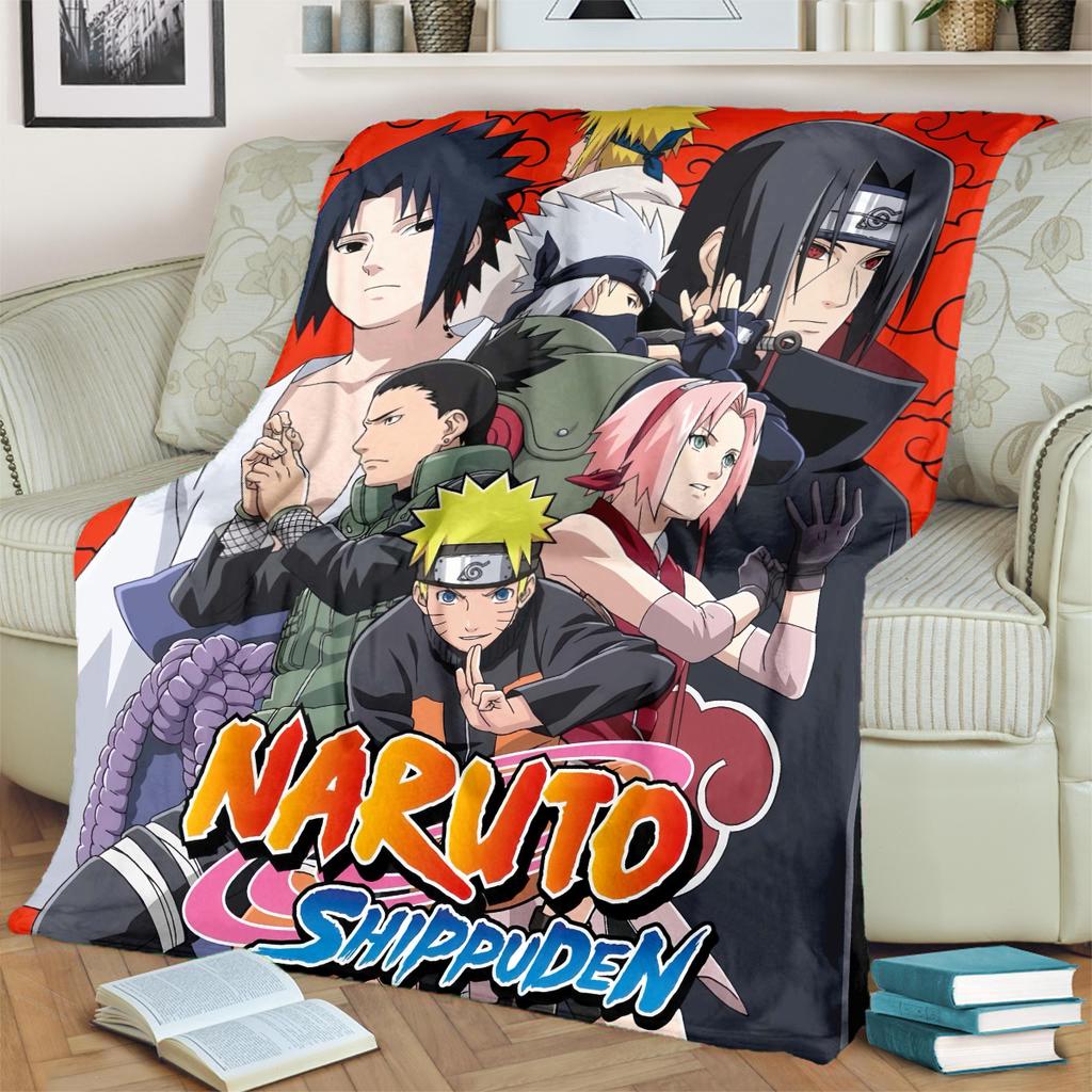 Anime-Naruto Print Blanket Warm Comfortable Flannel Blanket for Bedrooms, Sofas, Beds, Chairs, Picnics, Travel -LXR48
