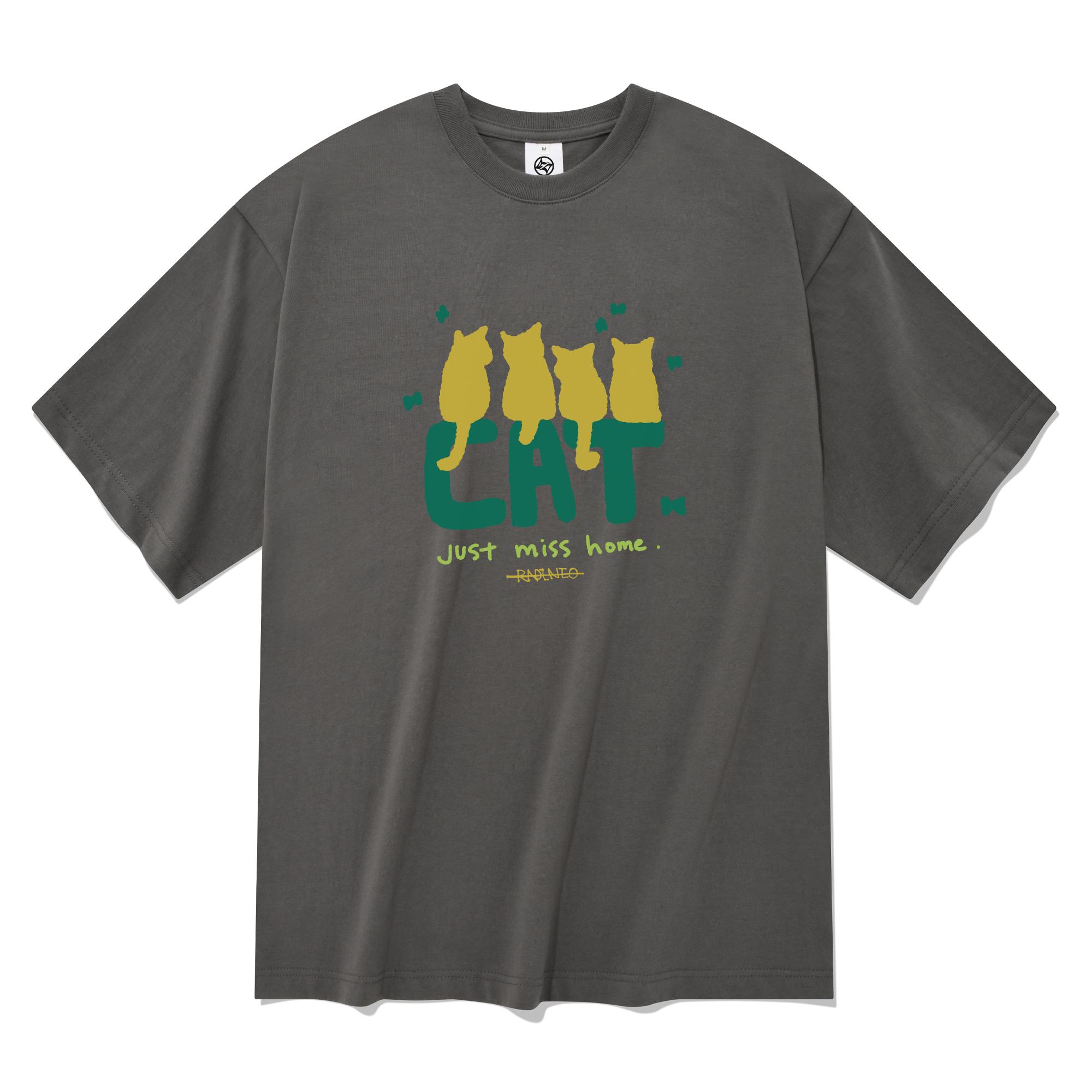 Radineo Cat Short Sleeve T-Shirt Gray Gray (Gray)/Xl