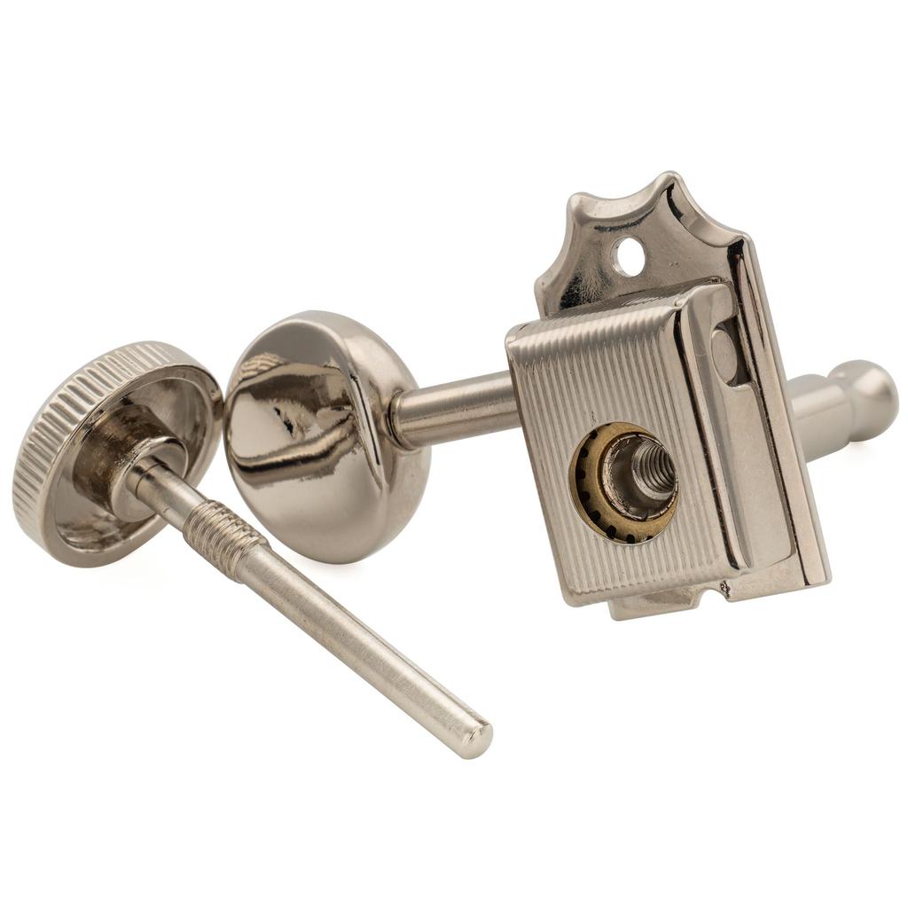 Musiclily Pro R18T Locking Gear Vintage Kluson Oval Nickel für und Telecaster E-Gitarren 6-in-line Linkshänder Halbgeschlossene Mechaniken, 18:1 Übersetzung,