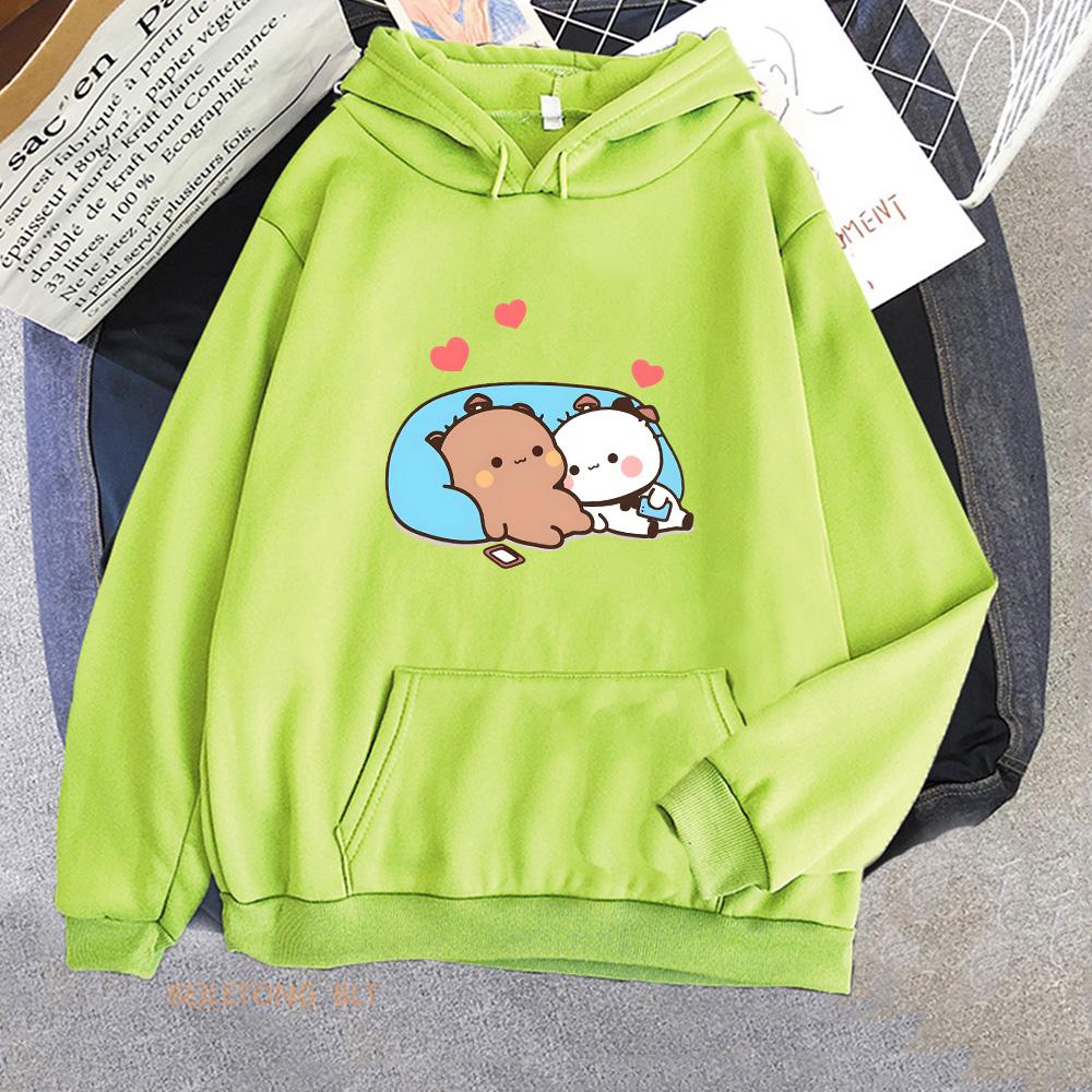 Panda Bear Bubu Dudu Love Heart Sweatshirts Winter Fleece Long Sleeve Hoodies Streetwear Kawaii Women/Men Hooded Pullovers Cute