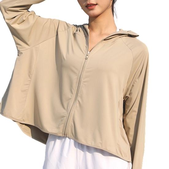 Veste à capuche de protection solaire pour femme, légère, manches longues, t-shirt solaire, fermeture éclair intégrale, veste athlétique avec poches pour la randonnée en extérieur