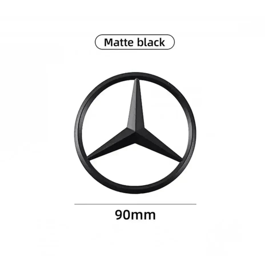 UKY5   90mm ABS Chrome Black Logo Mercedes Emblem Rear Star Badge For Mercedes Benz W203 W206 W212 X253 W167 W166 W247 C E GLA GLC GLE