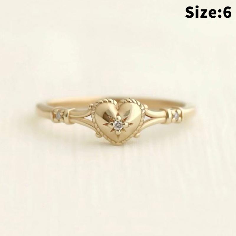 Selling Gold Plated Stainless Steel Rings For Women Heart Ring Jewelry Accessories  Size 6-11