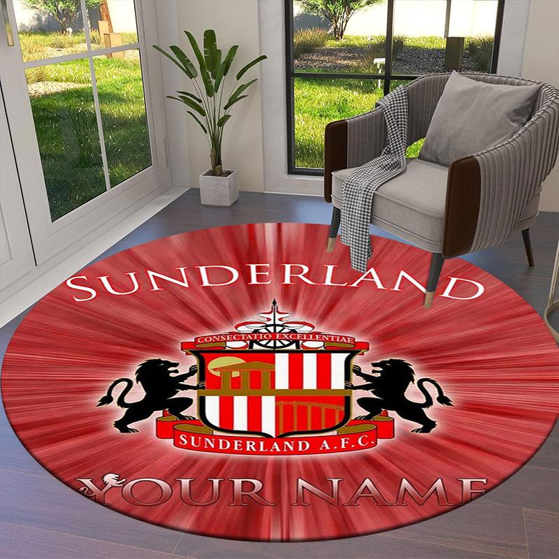 Sunderland A.F Custom Name Round Area Rug,Carpet Rug for Living Room Bedroom Sofa Playroom Decor,Non-slip Floor Mat
