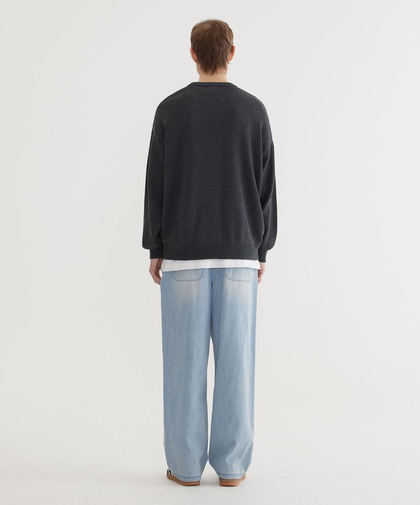 COVERNAT Spray Arch Logo Crew Neck Knit Charcoal