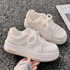 Summer new mesh versatile casual little white shoes college style heightening lace-up platform sports shoes
