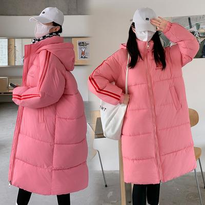 Na altura do joelho para baixo jaqueta feminina comprimento médio com capuz jaqueta inverno nova solta jaqueta casual jaqueta grossa
