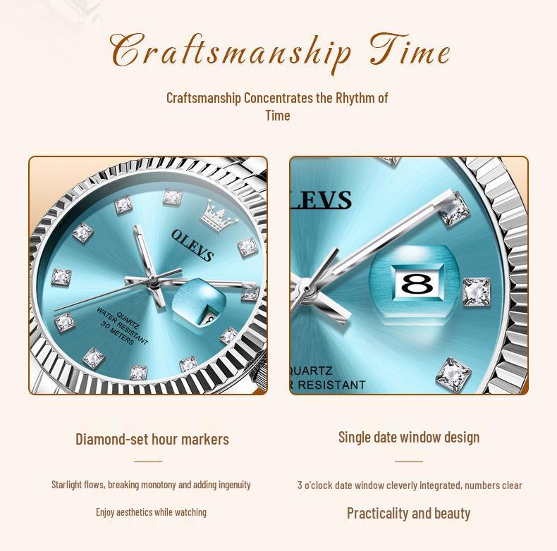 OLEVS Damen High-End Lao Stil Quarz Uhr - Modische, Nicht-Leuchtende, Wasserdichte Armbanduhr