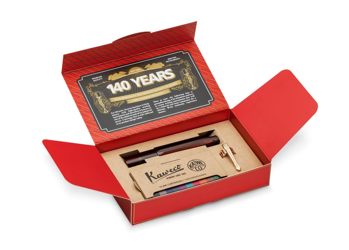 

Kaweco EBONIT SPORT Преміальна пір яна ручка Історичний подарунковий набір з 10 чорнильними картриджами Середнє перо (M Розмір)