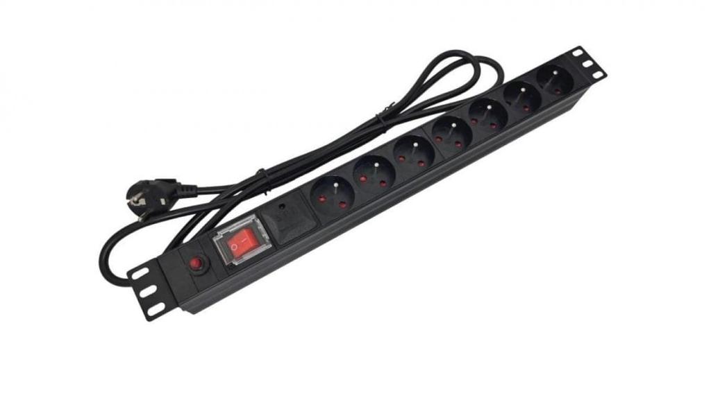 19 Inch Rackmount Power Strip PDU 7 X Cee 7/5 Socket Cee 7/7 Plug With Circuit Breaker And Fuse