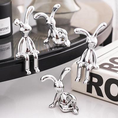 Elegante, moderne, galvanisierte Kaninchenfiguren für Zuhause, Schlafzimmer, Wohnzimmer oder den Autoinnenraum – hochwertiges, leichtes Luxusdekor.