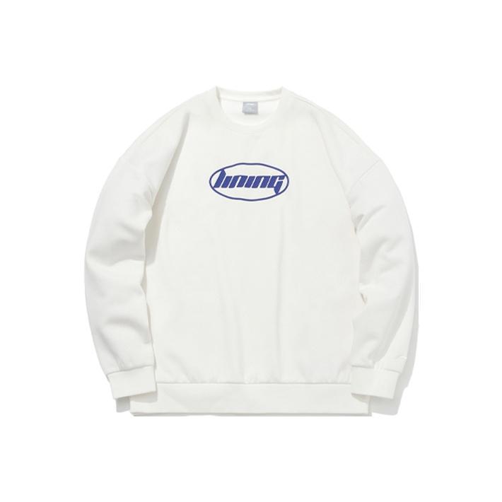 Felpa Pullover Foderata in Pile Li Ning Unisex Felpe Bianco Sporco AWDQC98-1