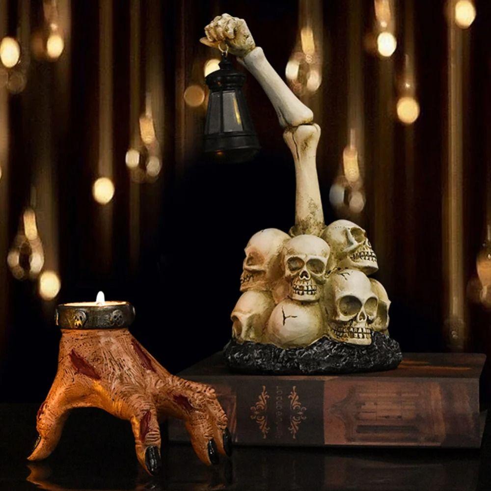 Creative Halloween Skeleton Night Light Funny Garden Statue Lamp Skull Sculptures  Outdoor