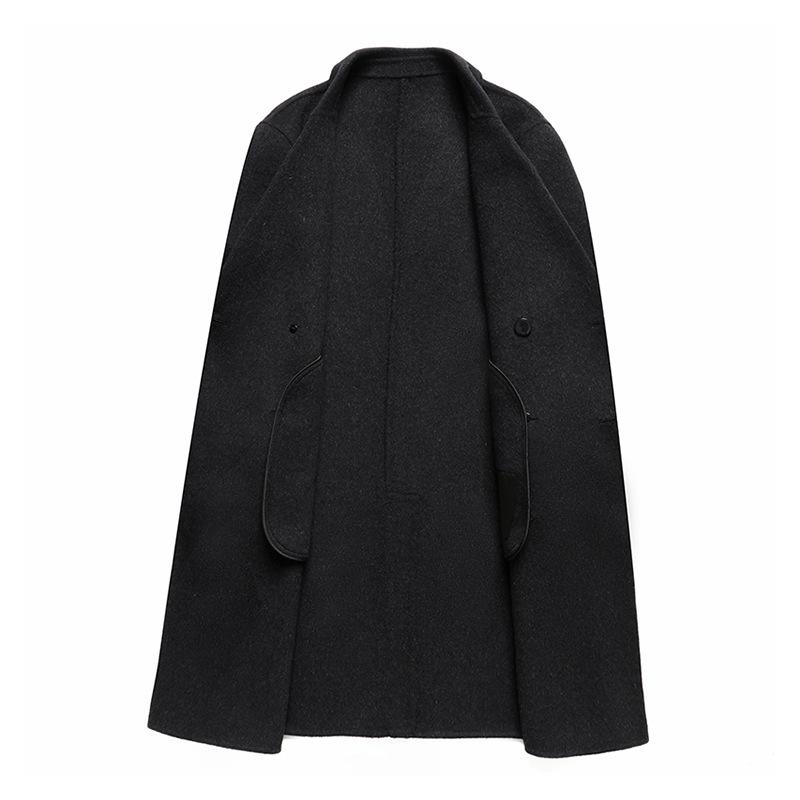 2025 Autumn/Winter Men's Double-Sided Wool Double-Breasted Trench Coat, Mid-Length with Lapel