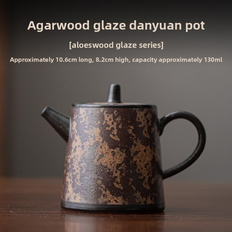 Handmade Ceramic Teapot Agarwood Glaze Ball Filter Teapot for Gongfu Tea Ceremony Home Brewing Tea Set Gift Idea
