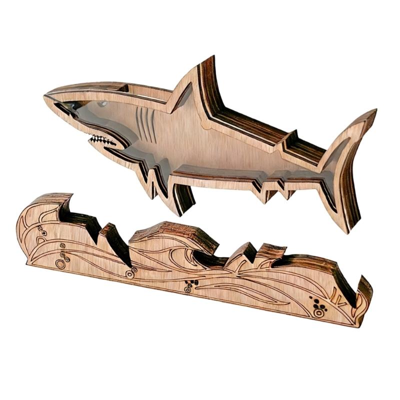 Starfishs Shape Seashells Display Box with Clear Acrylic Front Wood Seashells Holders for Shark Teeth Small Shadows Box