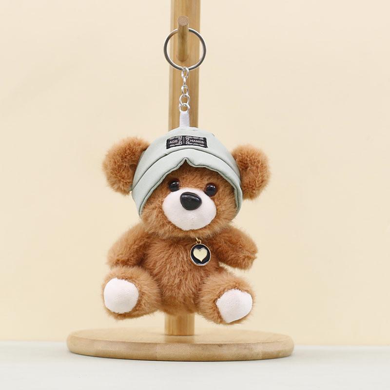 Plush Bear Pendant Keyring With Hat And Heartshaped Necklace Design Kids For