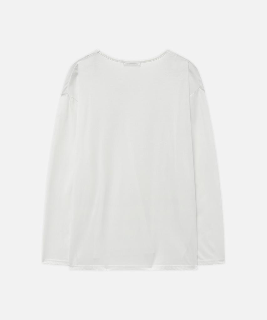 DRAW FIT Silket Cotton U-Neck Long Sleeve T-Shirt [White]