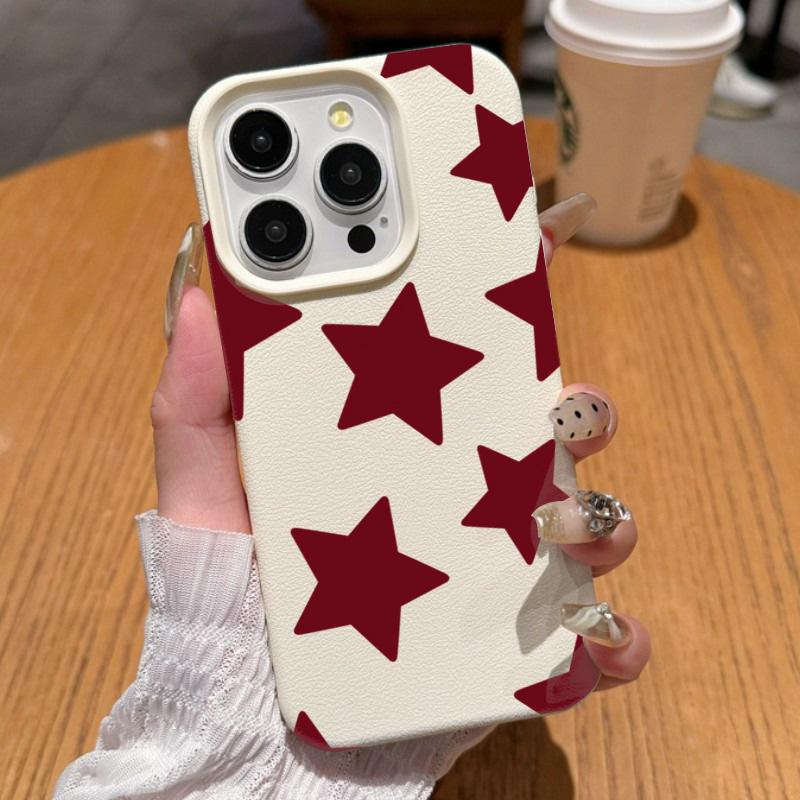 Fashion Red Star Pattern Phone Case For IPhone 17 16 15 14 Plus 13 12 11 Pro Max Case 16E 17Air Shockproof Soft Silicone Cover